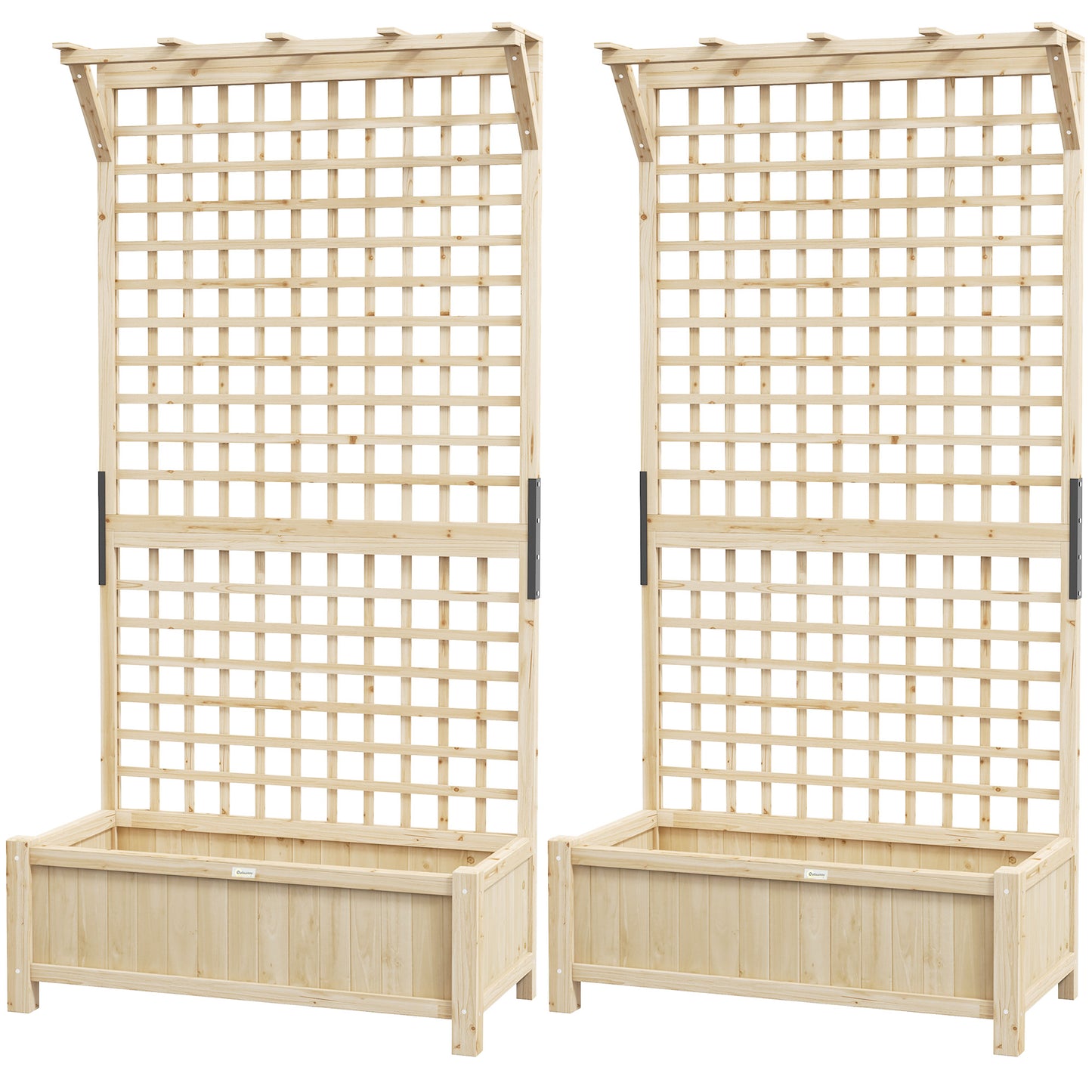 Wood Planter with Trellis for Vine Climbing, Raised Garden Bed, Privacy Screen for Backyard, Patio, Deck, Natural Wood