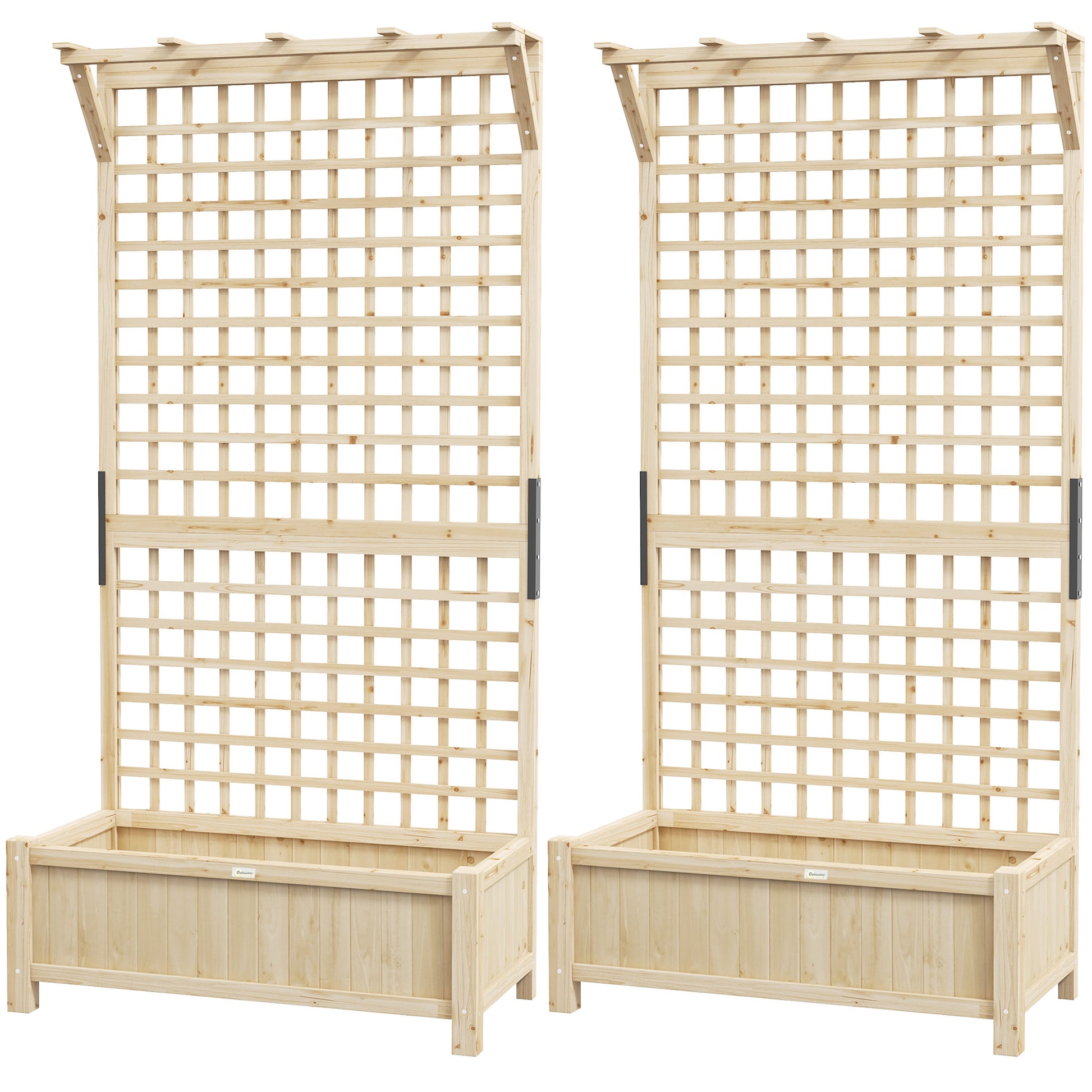 Wood Planter with Trellis for Vine Climbing, Raised Garden Bed, Privacy Screen for Backyard, Patio, Deck, Natural Wood