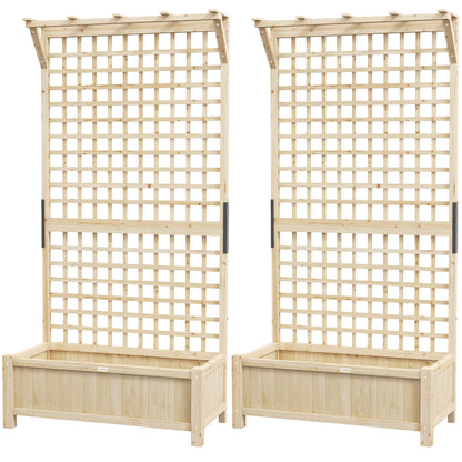 Wood Planter with Trellis for Vine Climbing, Raised Garden Bed, Privacy Screen for Backyard, Patio, Deck, Natural Wood