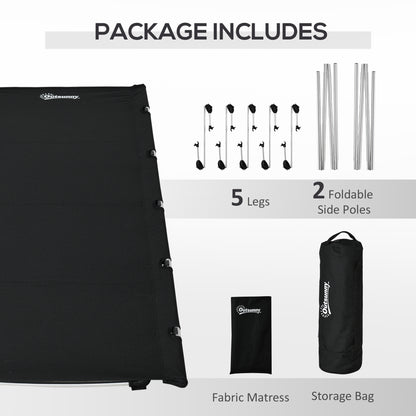 Lightweight Camping Cot, Aluminium Portable Folding Bed w/ Strong Support 331 lbs and Carry Bag for Camping, Black