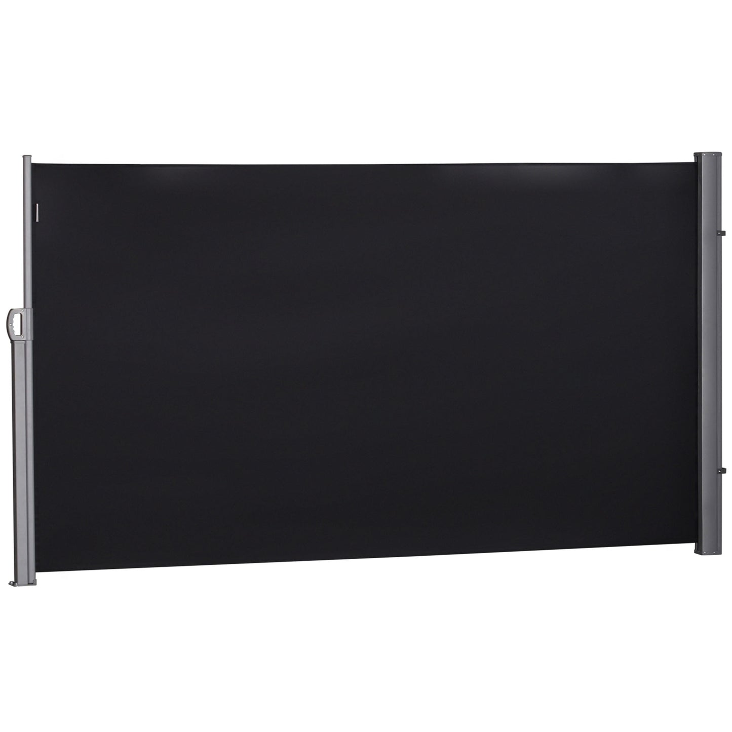 118" x 71" Outdoor Folding Privacy Screen Retractable Side Awning Patio with Resistance to UV Rays and Wind Black
