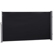 118" x 71" Outdoor Folding Privacy Screen Retractable Side Awning Patio with Resistance to UV Rays and Wind Black