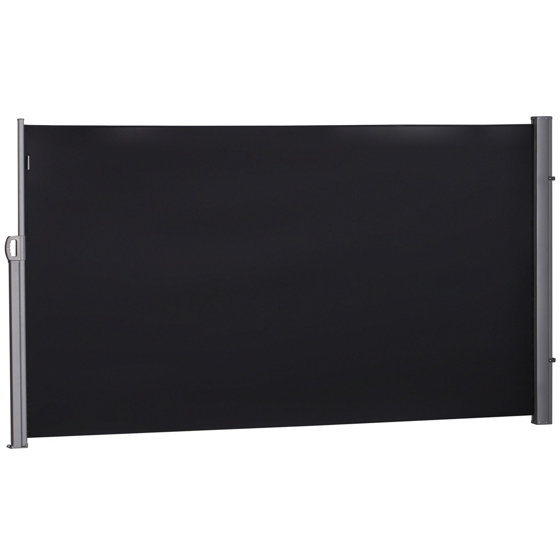 118" x 71" Outdoor Folding Privacy Screen Retractable Side Awning Patio with Resistance to UV Rays and Wind Black