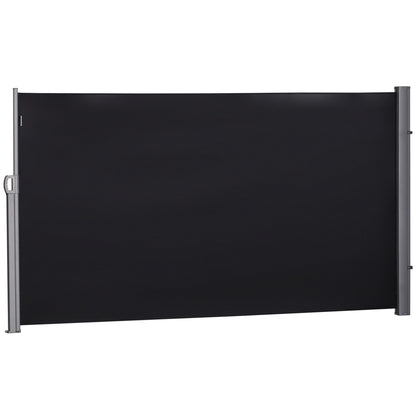 118" x 71" Outdoor Folding Privacy Screen Retractable Side Awning Patio with Resistance to UV Rays and Wind Black