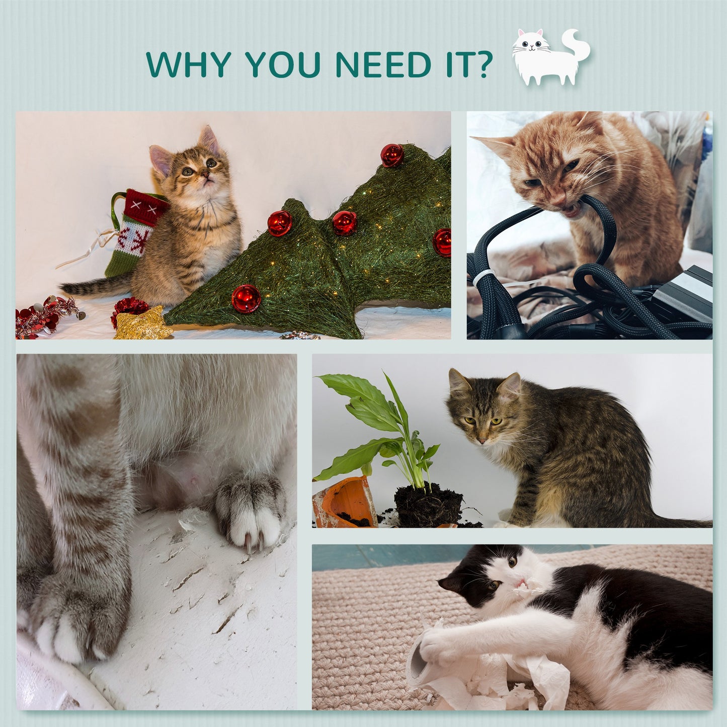 Wall-Mounted Cat Shelf with 4 Platforms and 3 Scratching Posts, Cat Wall Climber for Climbing and Lounging, Light Grey