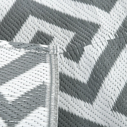 Reversible Outdoor RV Rug, Patio Floor Mat, 5' x 8' Plastic Straw Rug for Backyard, Deck, Beach, Camping, Grey & White