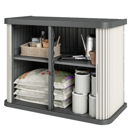 127 Gallon Outdoor Storage Cabinet, UV Resistant Garden Storage Container for Patio, Porch, Poolside, Grey