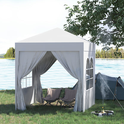 6.6'x6.6' Pop Up Canopy Tent with Sidewalls, Instant Sun Shelter Camping Gazebo with Carry Bag, White