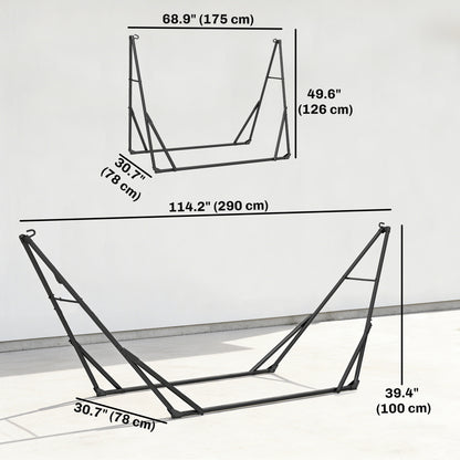 9.5ft Hammock Stand Only, Portable Adjustable Foldable Powder-Coated Steel Hammock Frame, Black