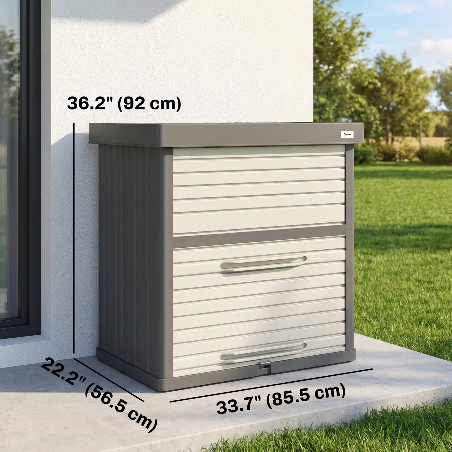82 Gallon Outdoor Storage Cabinet, UV Resistant Garden Storage Container for Patio, Porch, Poolside, Grey