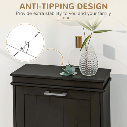 Shoe Storage Cabinet with 2 Flip Drawers and Adjustable Shelves, Narrow Shoe Cabinet for 10 Pairs of Shoes, Black