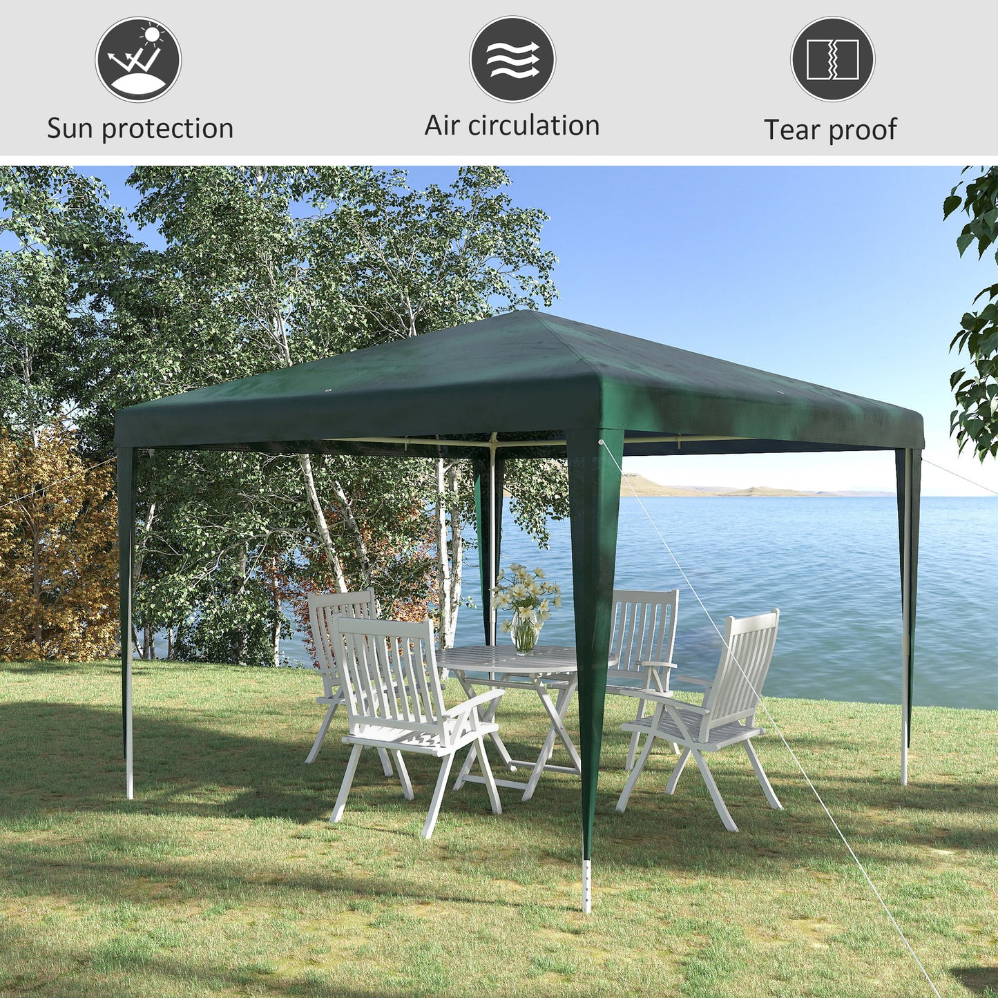 10x10ft Party Tent Portable Gazebo, Folding Garden Canopy Event Shelter Outdoor Sunshade Green