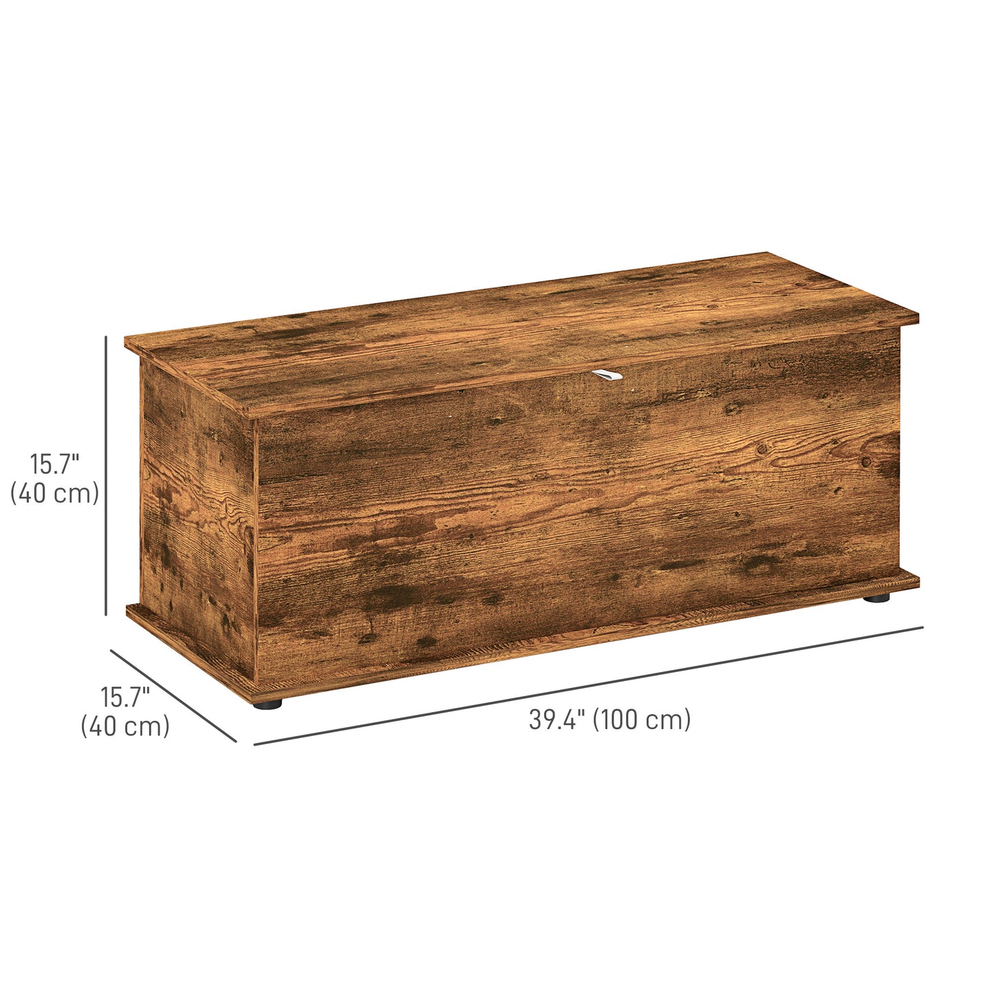 39.5" Storage Chest with 2 Safety Hinges, Storage Box Organizer with Flip-Top Lid, Entryway Storage Bench, Rustic Brown