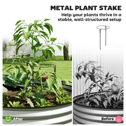 6' x 3' x 1' Large Outdoor Planter Box, Galvanized Raised Garden Bed with Metal Plant Stake, Silver