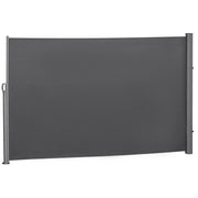 118" x 71" Outdoor Folding Privacy Screen Retractable Side Awning Patio with Resistance to UV Rays and Wind Grey