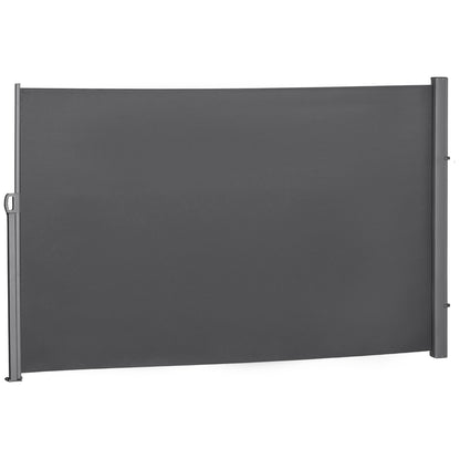 118" x 71" Outdoor Folding Privacy Screen Retractable Side Awning Patio with Resistance to UV Rays and Wind Grey