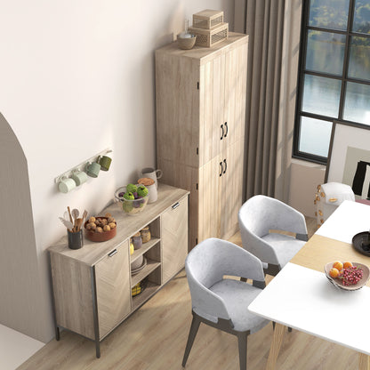 Sideboard Buffet Storage Cabinet Cupboard with 2 Doors and Adjustable Shelves for Dining Room, Kitchen, Living Room, Oak Tone