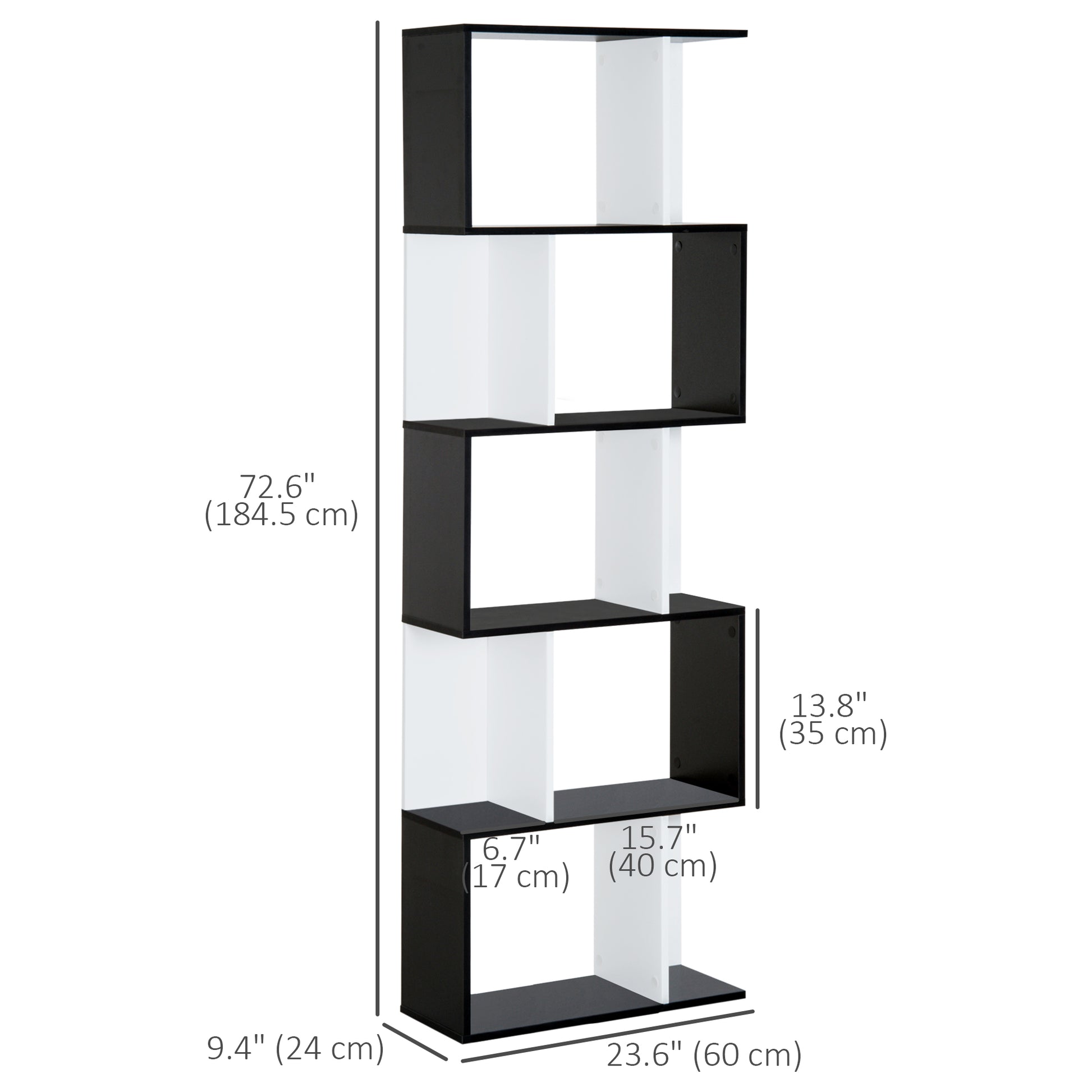 Modern Bookcase 5-Tier Display Shelf Storage Shelf Room Divider Living Room Home Office Furniture, Black