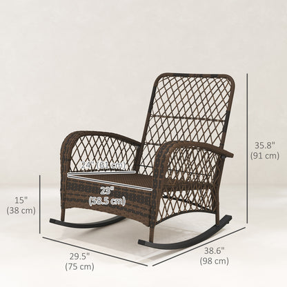 Outdoor Wicker Rattan Rocking Chair Patio Rocker with Thick Cushions for Garden Backyard Porch, Light Green