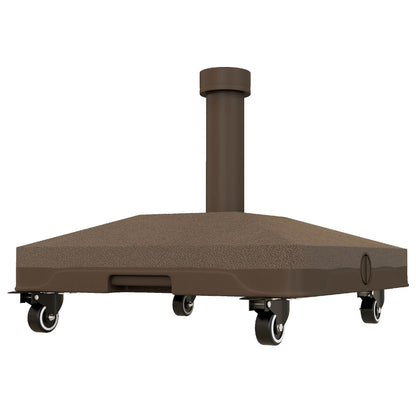 Square Parasol Base, Portable Umbrella Stand with Wheels, Water or Sand Filled, for Φ0.75" to Φ1.5" Poles, Brown