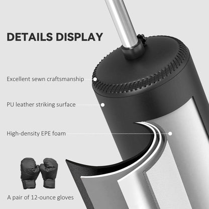 Soozier Freestanding Boxing Punch Bag Stand with 360° Rotating Flexible Arm, Speed Ball, Waterable and Sandable Base, Black