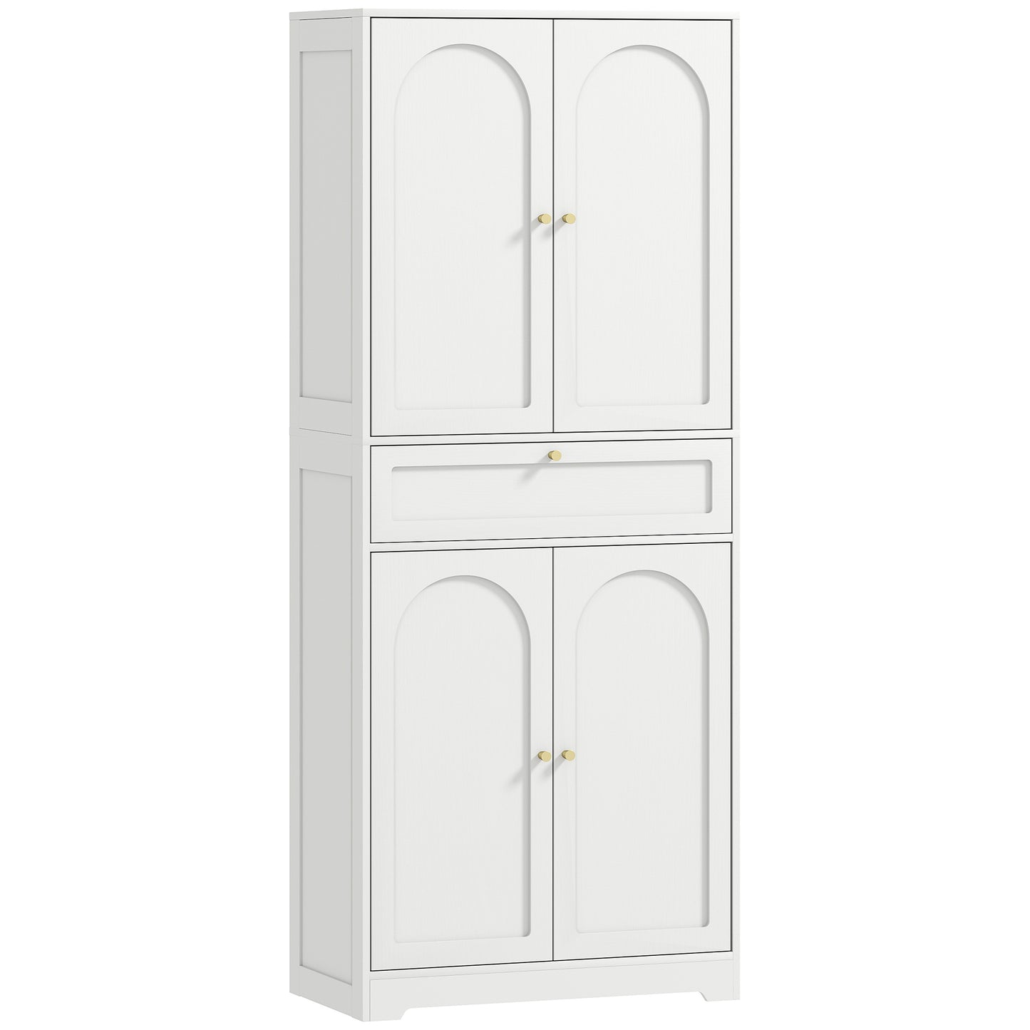 72.4" Tall Kitchen Pantry Cabinet, Modern Freestanding Storage Cabinet with Shaker Doors and Adjustable Shelves, White