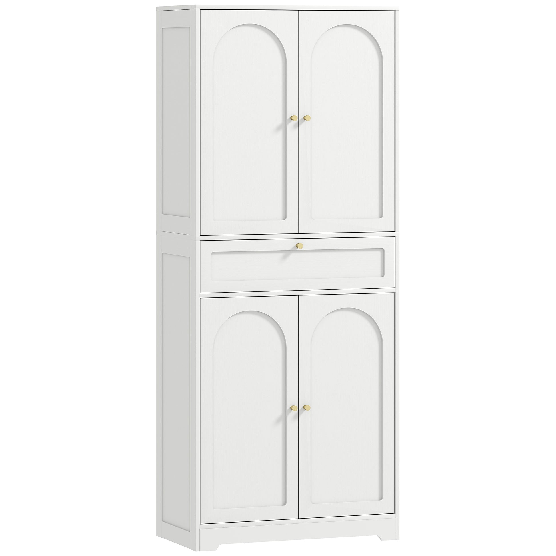 72.4" Tall Kitchen Pantry Cabinet, Modern Freestanding Storage Cabinet with Shaker Doors and Adjustable Shelves, White