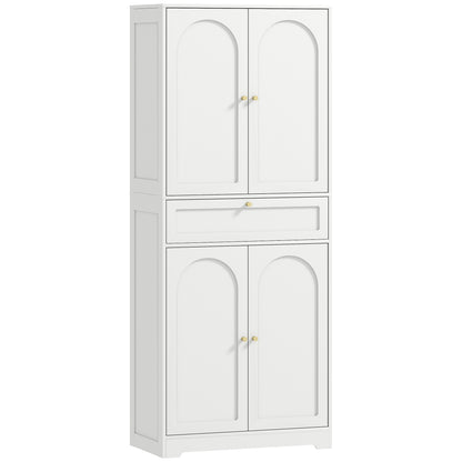 72.4" Tall Kitchen Pantry Cabinet, Modern Freestanding Storage Cabinet with Shaker Doors and Adjustable Shelves, White