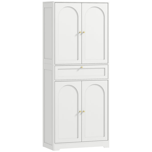 72.4" Tall Kitchen Pantry Cabinet, Modern Freestanding Storage Cabinet with Shaker Doors and Adjustable Shelves, White