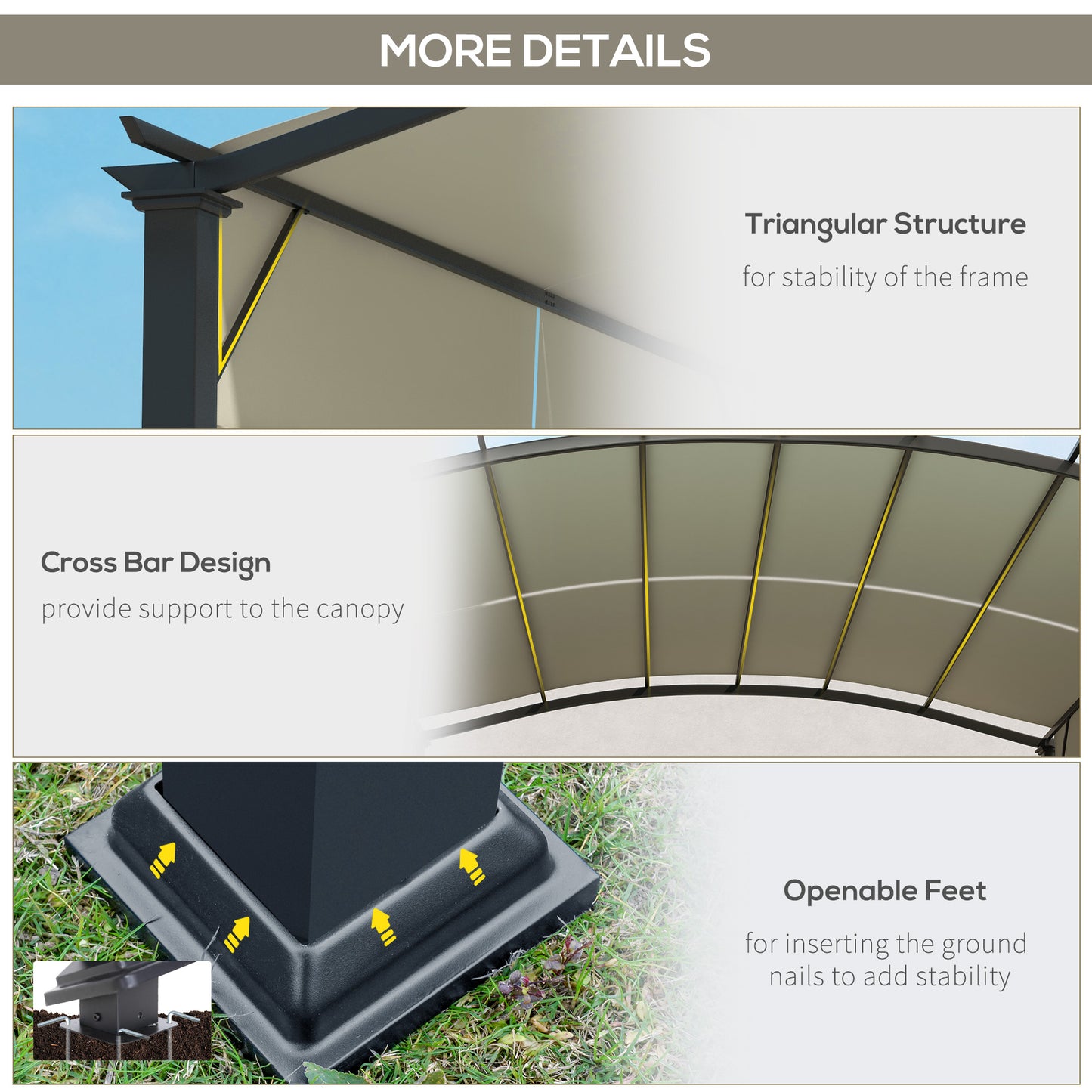 11' x 11' Retractable Pergola Canopy for Patio, Backyard, Beige