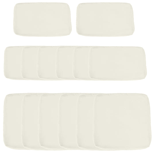 Outdoor 14pc Patio Rattan Sofa Set Cushion Polyester Cover Replacement Set - No Cushion Included, Cream White