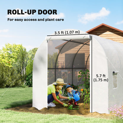 11.5x6.6x6.6ft Walk-in Tunnel Greenhouse Portable Garden Plant Growing Warm House with Door and Ventilation Window, White