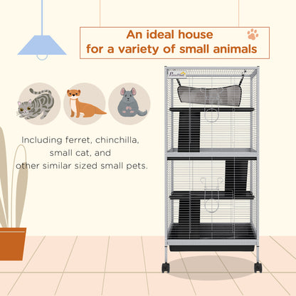 Steel Small Animal Cage for Guinea Pig, Ferret, Chinchilla, Kitten and Rabbit, Light Grey