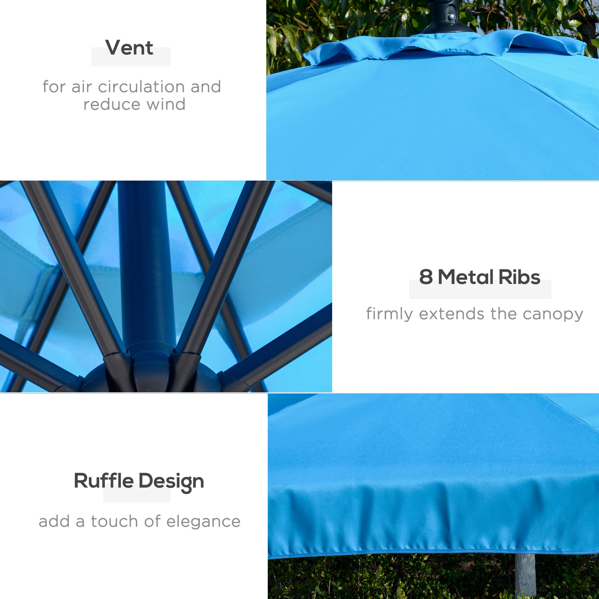 9FT Offset Hanging Patio Umbrella Cantilever Umbrella with Easy Tilt Adjustment, Cross Base and 8 Ribs for Backyard, Poolside, Lawn and Garden, Blue