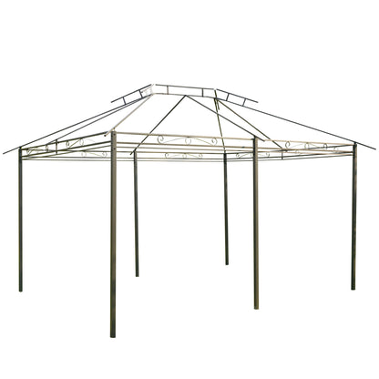 13'L x 10'W x 8.7'H Patio Gazebo Outdoor 2-Tiers Garden Canopy Yard Sunshade Shelter with Curtains, Grey