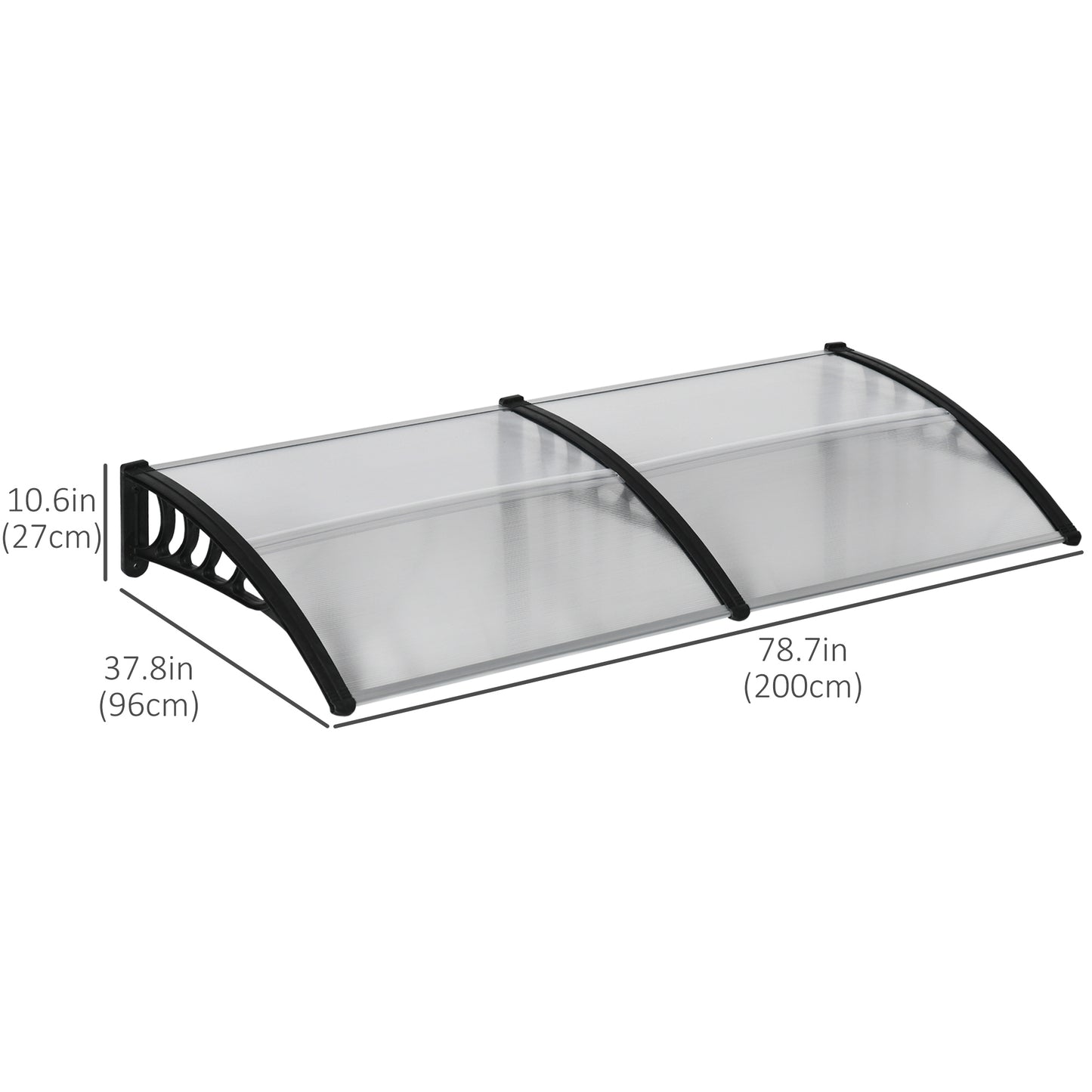 Awning Door Canopy, 78.7" x 37.8", Polycarbonate Front Door Outdoor Patio Cover for UV Protection, Clear