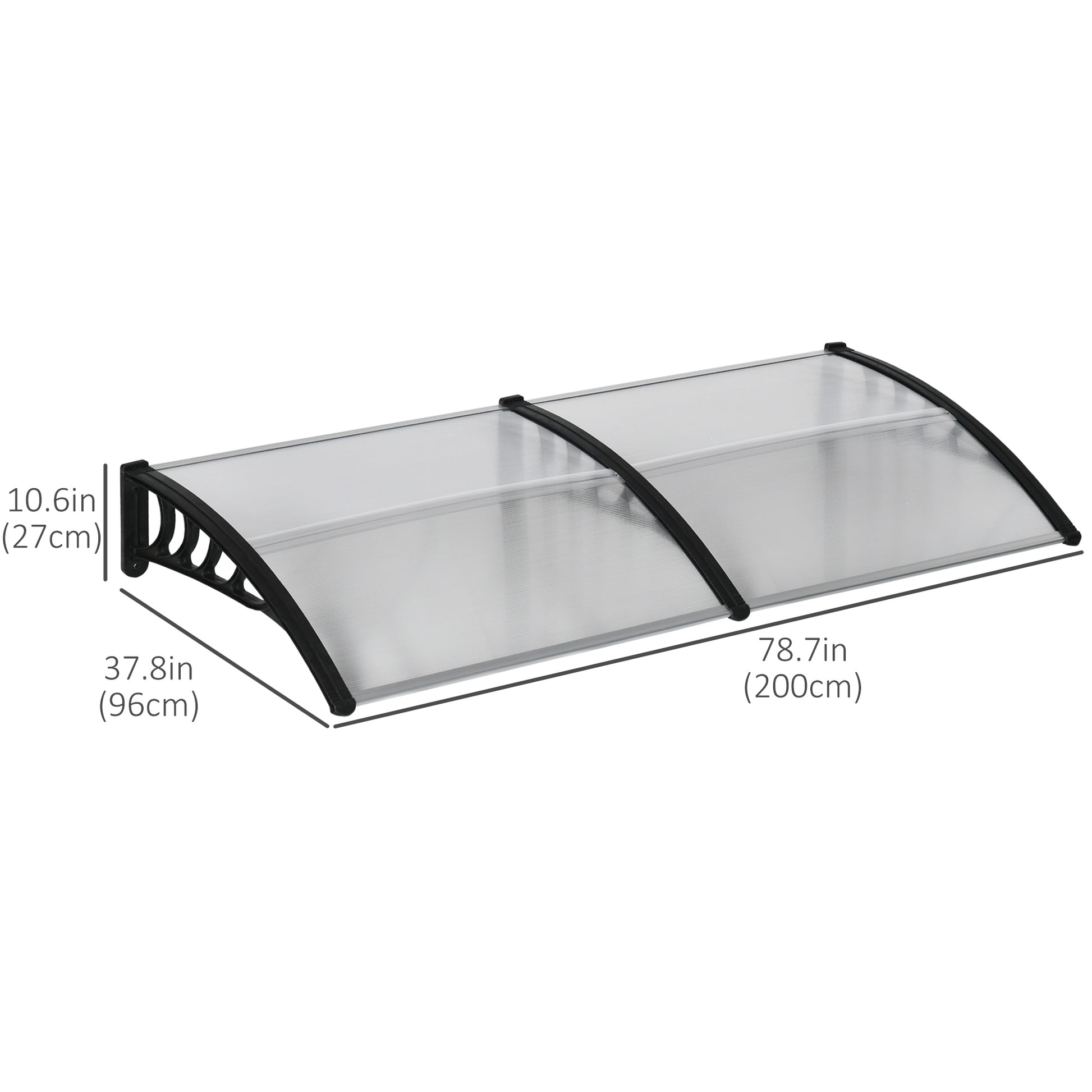 Awning Door Canopy, 78.7" x 37.8", Polycarbonate Front Door Outdoor Patio Cover for UV Protection, Clear