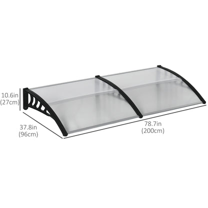 Awning Door Canopy, 78.7" x 37.8", Polycarbonate Front Door Outdoor Patio Cover for UV Protection, Clear