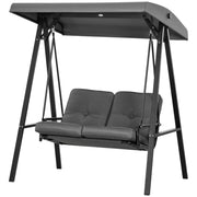 2-Seater Outdoor Porch Swing with Adjustable Canopy, Patio Swing Chair for Garden, Poolside, Backyard, Dark Grey