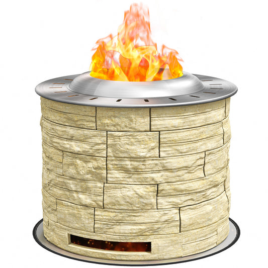 Smokeless Fire Pit, Portable Camping Bonfire Stove with Mat for Backyard Patio Picnic, Magnesium Oxide, Yellow