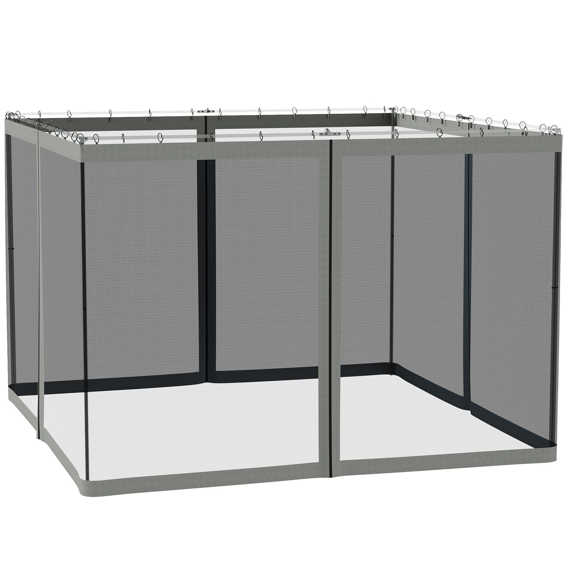 Replacement Mosquito Netting for Gazebo 10' x 10' Black Screen Walls for Canopy with Zippers for Parties and Outdoor Activities, Dark Grey