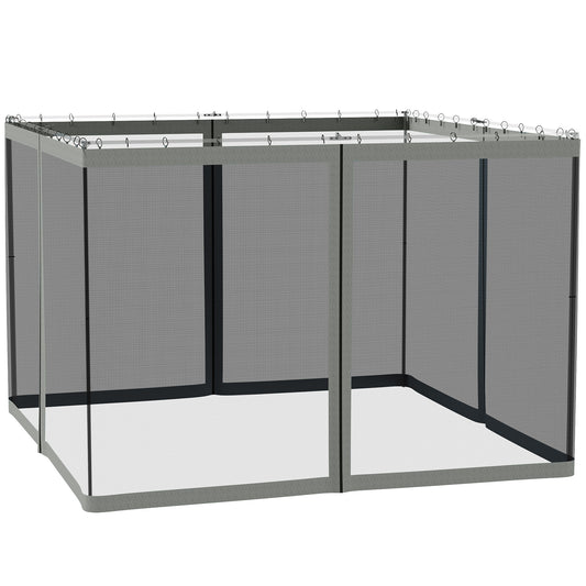 Replacement Mosquito Netting for Gazebo 10' x 10' Black Screen Walls for Canopy with Zippers for Parties and Outdoor Activities, Dark Grey