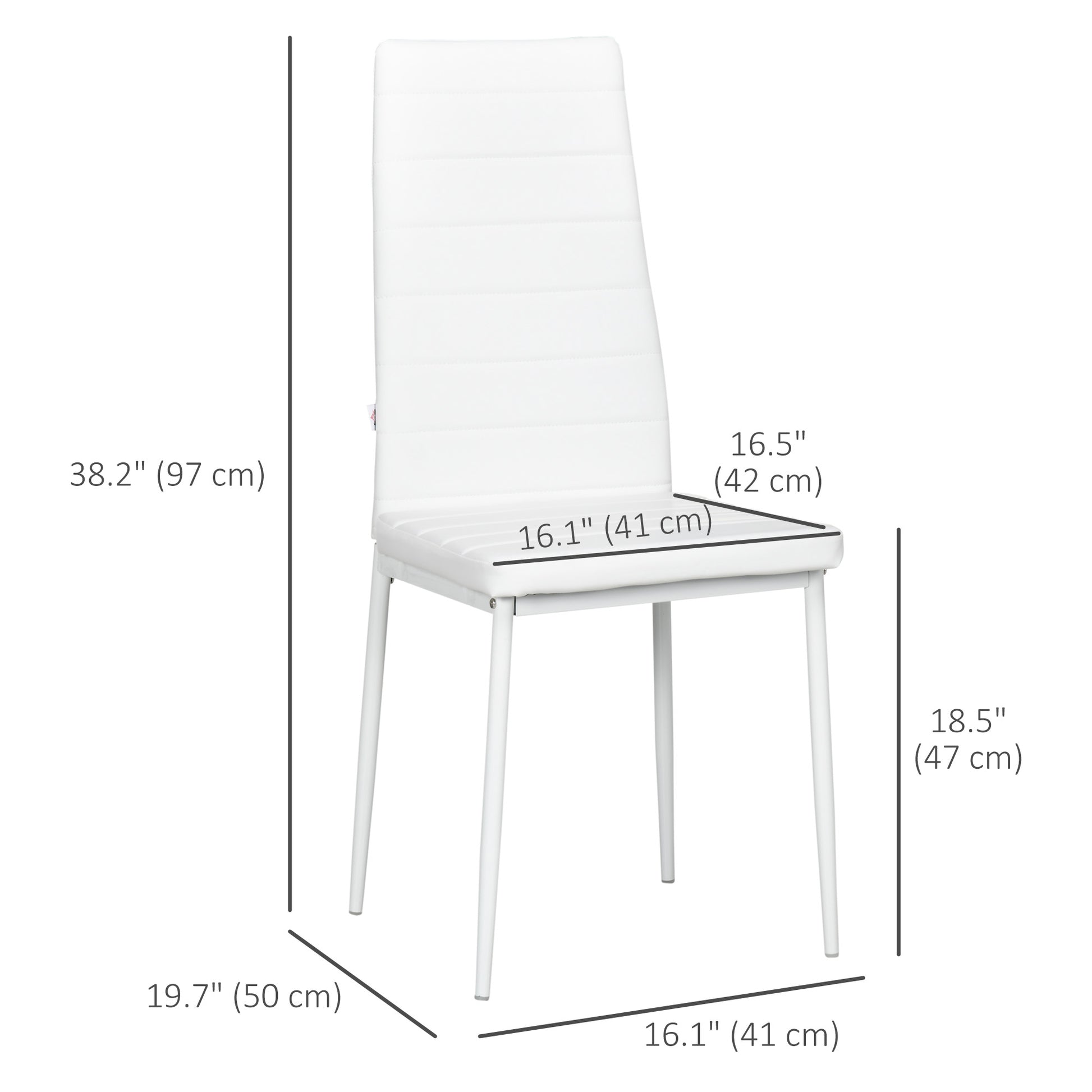 High Back Dining Chairs, Modern Upholstered PU Leather Accent Chairs with Metal Legs for Kitchen, Set of 6, White