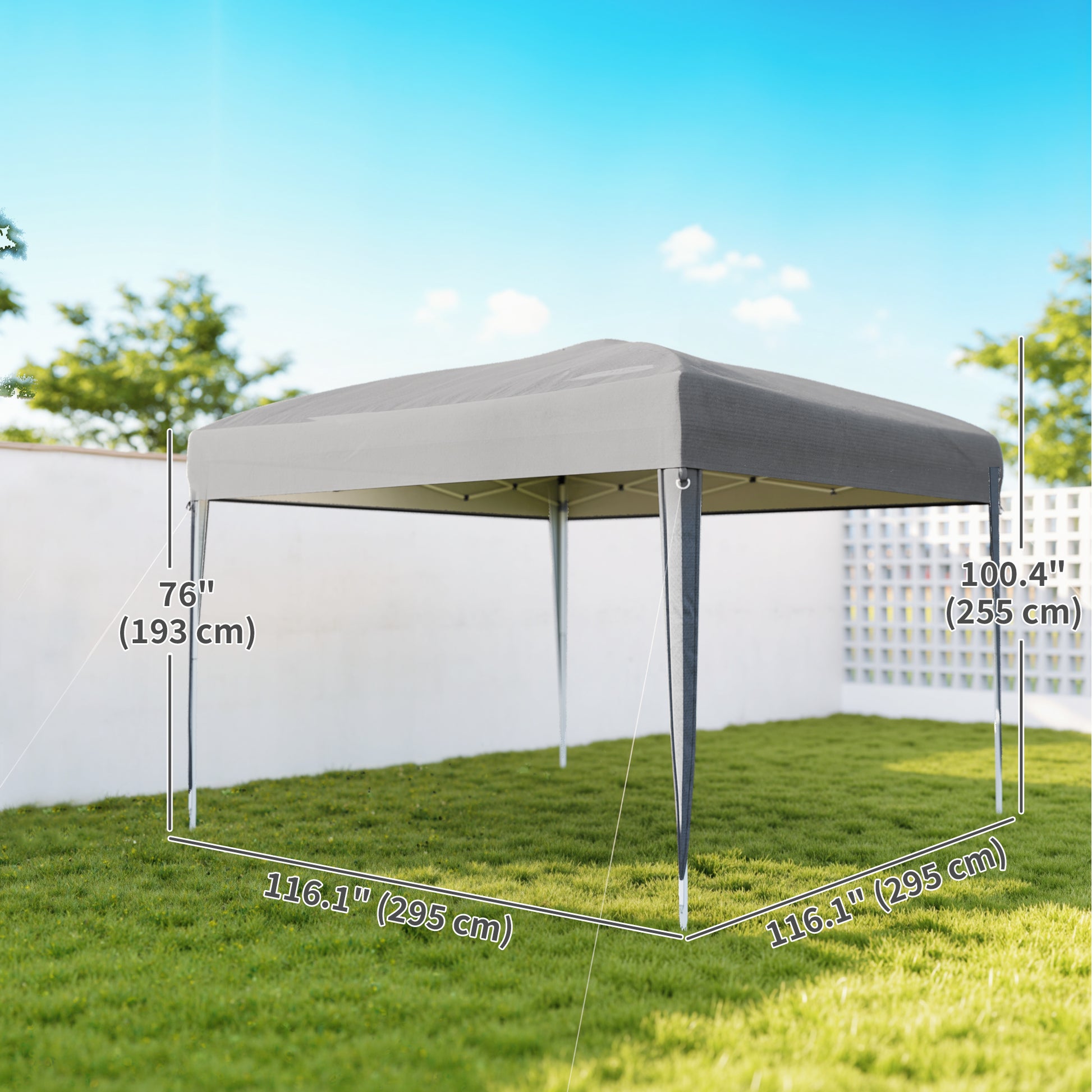 10 x 10ft Folding Pop Up Tent Outdoor Gazebo Canopy with Carrying Bag, Grey