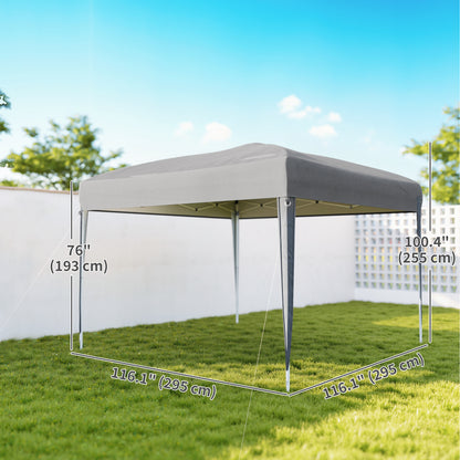10 x 10ft Folding Pop Up Tent Outdoor Gazebo Canopy with Carrying Bag, Grey
