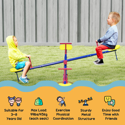 Kids Metal Seesaw Teeter Totter Children's Playground Equipment for Garden Outdoor Indoor Swing, 4 Seats
