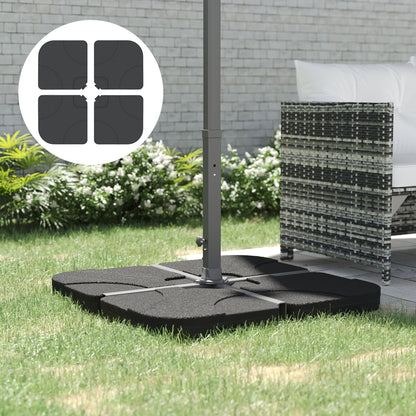 4pc Portable Umbrella Base Weights Garden Parasol Base Outdoor Patio Umbrella Stand Holder Weights, Black