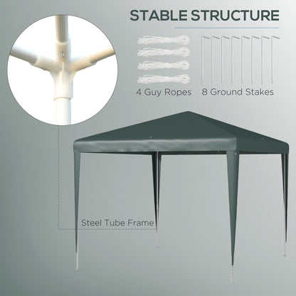 9' x 9' Portable Canopy Party Tent Gazebo Outdoor Sunshade for Weddings Parties with Dressed Legs, Dark Green