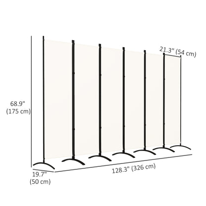6 Panel Folding Room Divider, UV30+ Privacy Screen, Indoor Outdoor Privacy Panel with Stable Base, Beige