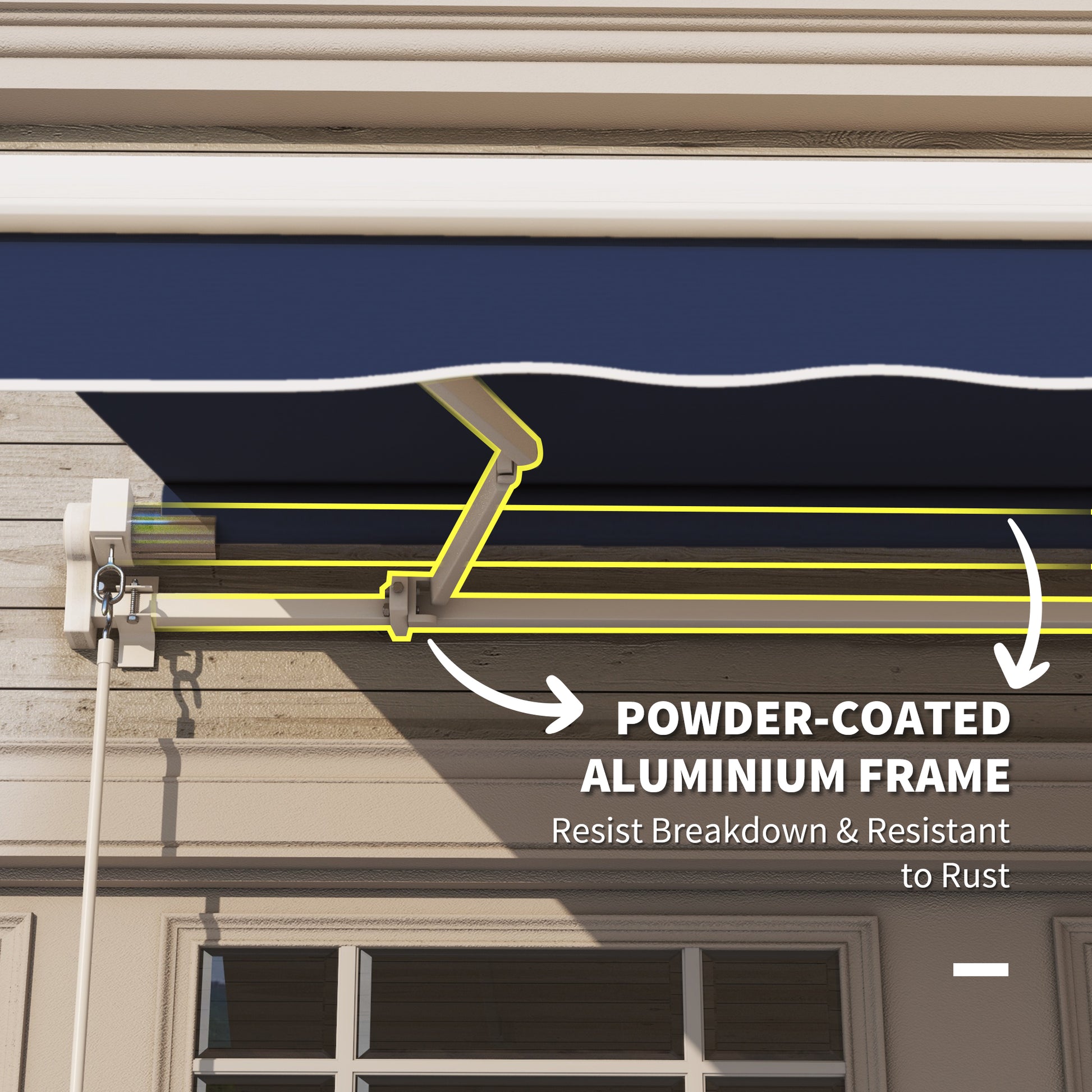 10' x 8' Manual Retractable Awning, Sun Shade Shelter Canopy, with Aluminum Frame and UV Protection for Patio Deck Yard Window Door, Blue